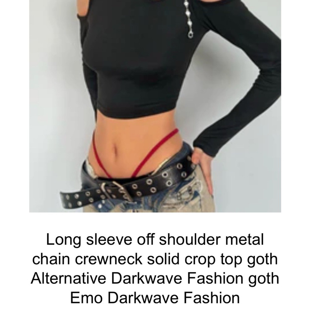 & Other Stories Black Silver Cut Out Crop Top